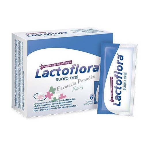 Lactoflora Suero Oral 6 sobres. Sabor frutas del Bosque