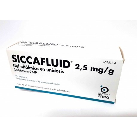 Siccafluid 2,5 mg/g gel oftálmico en 60 unidosis.